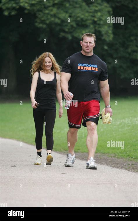 Geri Halliwell and her personal fitness trainer go to her local park to exercise London, England ...