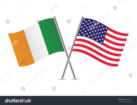 Ireland America Crossed Flags Irish American Stock Vector (Royalty Free ...