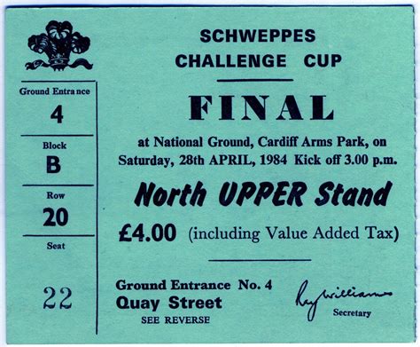 Ticket - Cardiff v Neath 1984 | Cardiff Rugby Museum