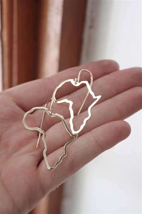 Gold Africa Earrings / Solid Gold Map of Africa Earrings / - Etsy