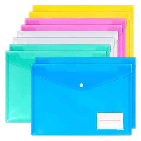 Buy Smarpau A4 Plastic Wallets, 10 Pack Coloured Folders Plastic File ...