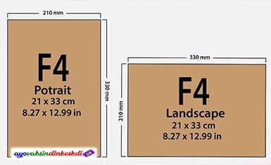 Ukuran Kertas F4 Dalam Inci, Pixel, MM, Word, A4 (Lengkap)