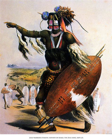 Zulu Warrior Utimuni Painting by African Art Heritage Assoc