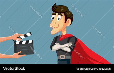 Actor filming superhero action movie cartoon Vector Image