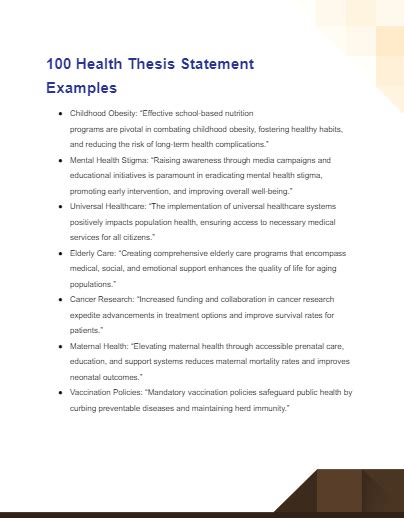 100+ Health Thesis Statement Examples, How to Write, Tips