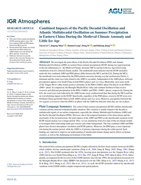 Combined Impacts of the Pacific Decadal Oscillation and Atlantic ...