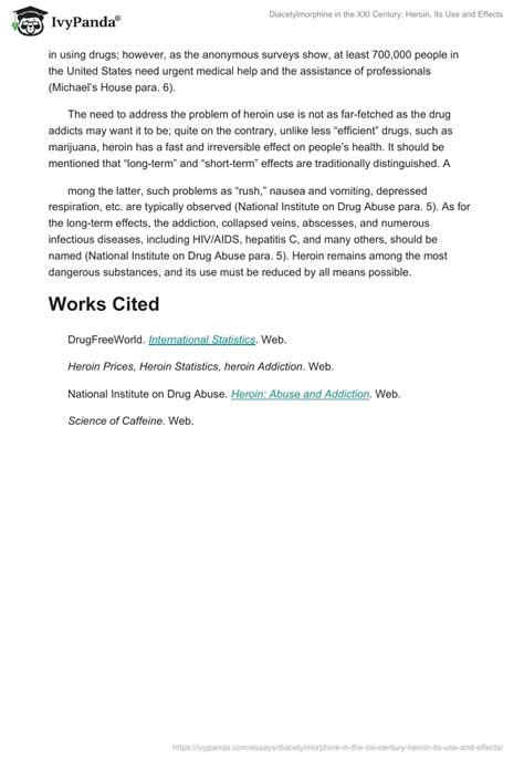 Diacetylmorphine in the XXI Century: Heroin, Its Use and Effects - 551 Words | Research Paper ...