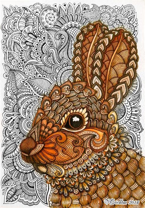 Zentangle Rabbit_bunny. Gel pen, watercolor_Viktoriya Crichton. | Zentangle animals art ...