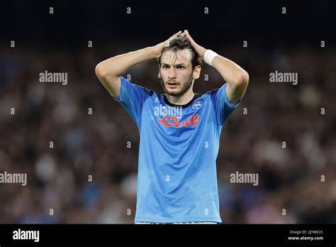 Khvicha Kvaratskhelia of SSC Napoli dejection during the Champions ...