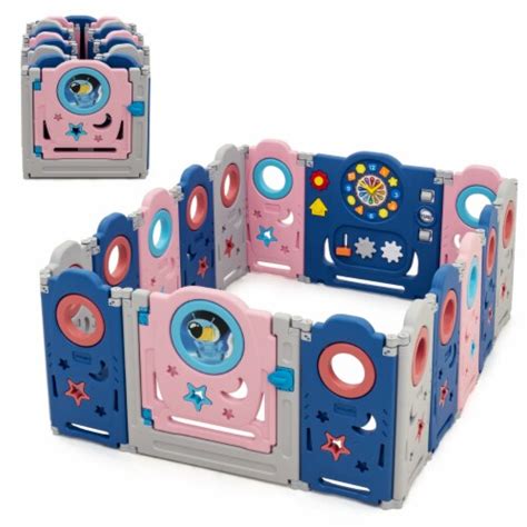 Babyjoy 16-Panel Foldable Baby Playpen Kids Safety Play Center w ...