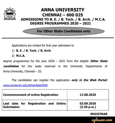 Anna University Admission 2020 - Application Form for BE/ B.Tech/ B ...