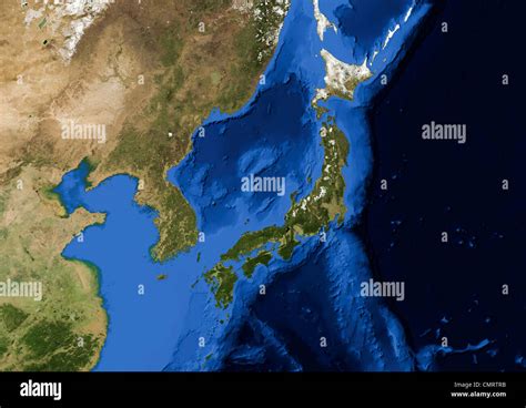 True color Terra/MODIS satellite image of the Korean peninsula and ...