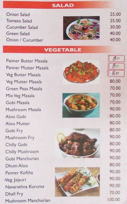 Menu at Sea Shore, Chennai, 90 Greenways Road