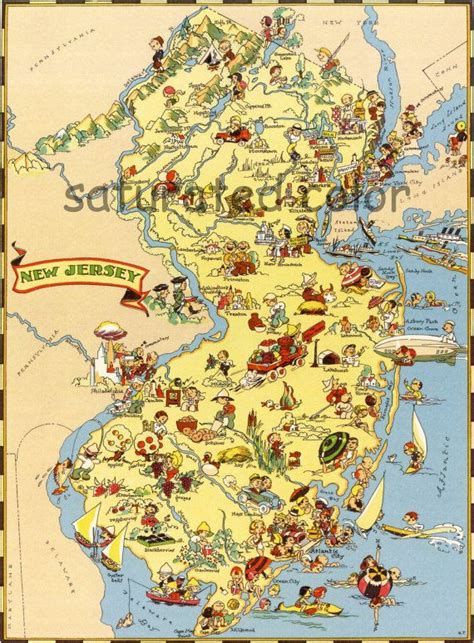 New Jersey | Cartoon map, Whimsical map, Pictorial maps