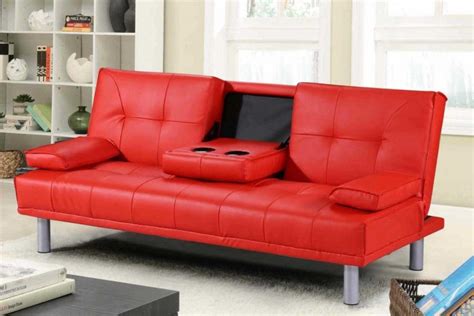 Sleep Design Manhattan Red Faux Leather Sofa Bed by UK Bed Store