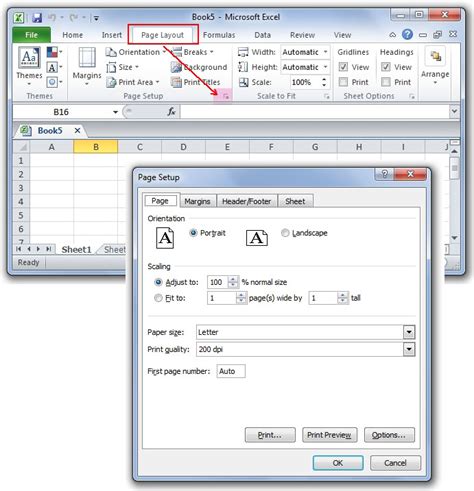 Where is the Page Setup in Microsoft Excel 2007, 2010, 2013, 2016, 2019 and 365