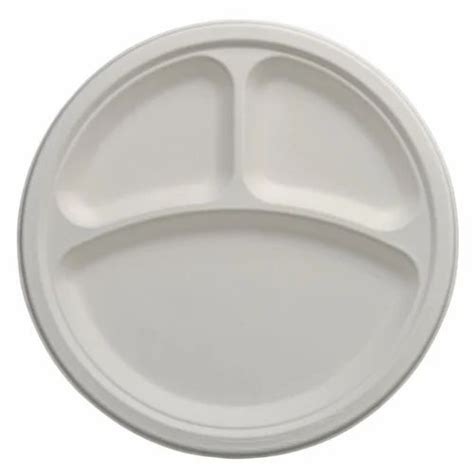 10 Inch White 3CP Round Bagasse Plates at Rs 6/piece | Bagasse Disposable Plate in Greater Noida ...