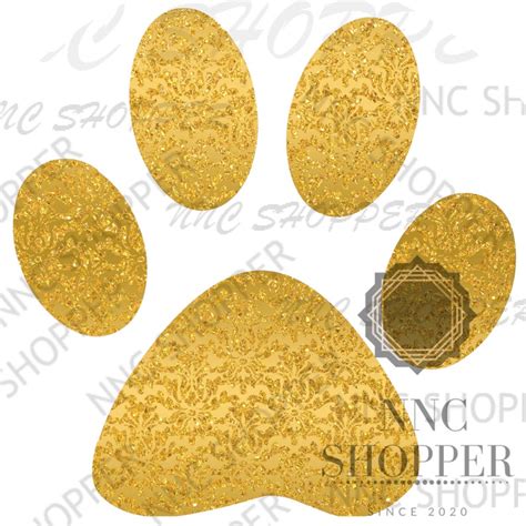 Dog Paw Print Clipart Set, Gold and Glitter Dog Paw, Sublimation Design, Animal Print, Digital ...