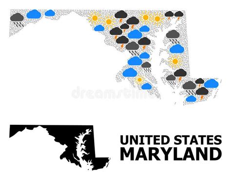 Weather Collage Map of Maryland State Stock Illustration - Illustration of season, regional ...