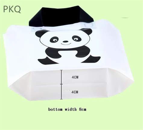 White cute panda Packaging Bags 50pcs Plastic Bags With Handle Small ...