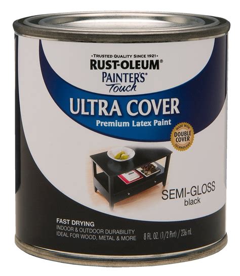 Rust-Oleum 1974730 Painters Touch Latex, Half Pint, Semi-Gloss Black ...