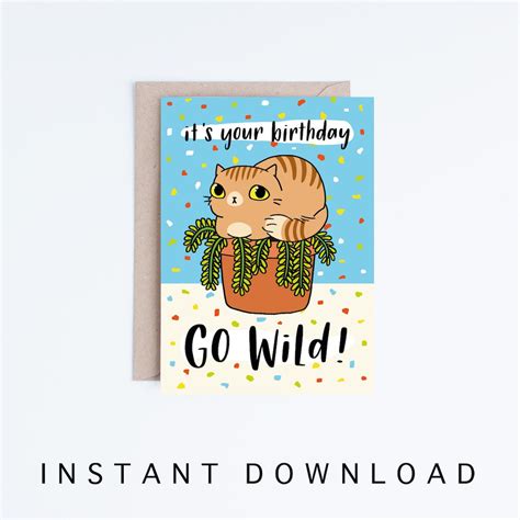 Funny Cat Birthday Cards Instant Download, Printable Cards, Orange Tabby Cat, From the Cat ...