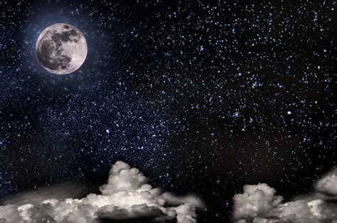 Nightly Sky With Large Moon Free Stock Photo - Public Domain Pictures