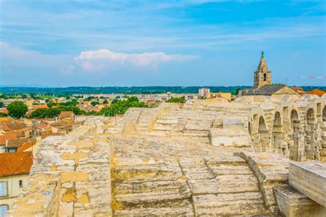 Arles Amphitheatre, France stock image. Image of exterior - 206100189