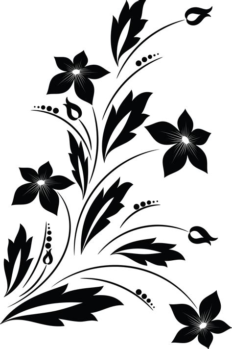 Free Clipart Of A Black And White Floral Vine Design Element | Black ...