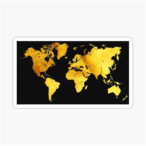 "Black and Gold Map of The World - World Map for your walls" Sticker for Sale by DejaVuStudio ...