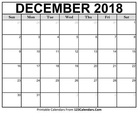 December 2018 Calendar