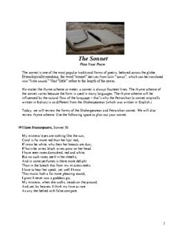 The Sonnet (& rhyme scheme) by Abriana Jette | TPT