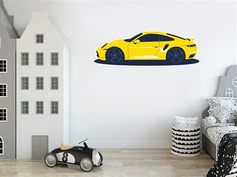 Porsche 911 Turbo S Wall Art Sticker Sports Car Kid's Room Game Room - Etsy