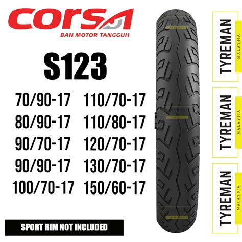 Corsa S123 70/90-17 80/90-17 90/70-17 90/90-17 100/70-17 110/70-17 110/80-17 120/70-17 130/70-17 ...