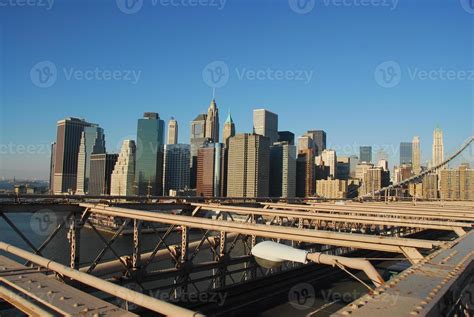 Downtown NYC Skyline from the Brooklyn Bridge. 15990812 Stock Photo at ...