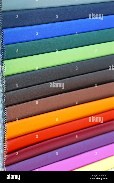 Various colour leather material samples Stock Photo - Alamy