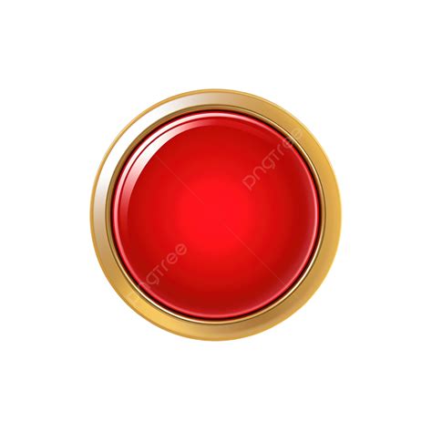 Red Round Button With Golden Outline, Sparkling, Shine, Romance PNG Transparent Image and ...