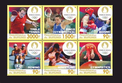 Stamps. Sports Olympic 2024 Paris 2022 year NEW 6 stamps perforated | Africa - Burundi, General ...