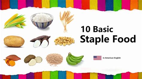 Learn Staple Food in English (10 Basic Names with Spelling) - YouTube