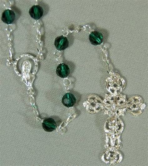 Rosary Beads | Blessed Mother Centerpiece | 6MM Green Crystal Beads ...