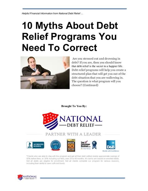 10 myths about debt relief programs you need to correct