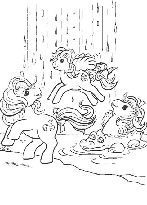 Ponies and waterfall coloring pages - Hellokids.com