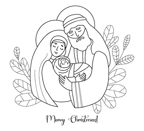 Premium Vector | Holy Family Merry Christmas Virgin Mary saint Joseph ...