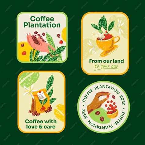 Free Vector | Hand drawn coffee plantation labels template