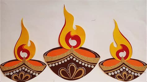 Diwali 3-D Paper Diya Decoration & Craft Ideas- DIYs | Decoration ideas ...