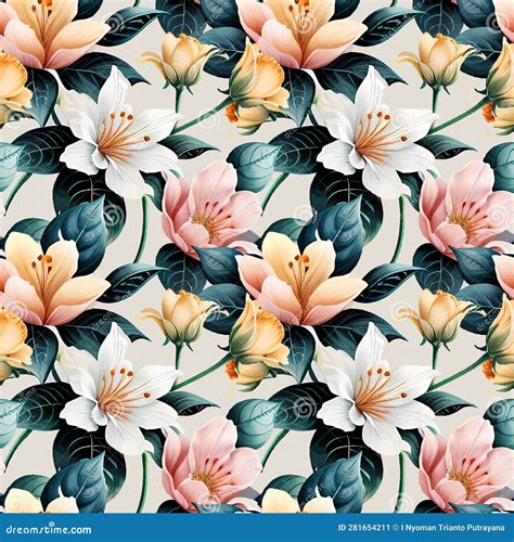 Floral Shape Watercolor Seamless Pattern. Stock Vector - Illustration of fabric, flower: 281654211