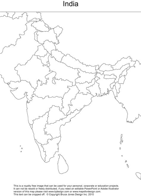 India physical map blank outline - Blank outline physical map of India (Southern Asia - Asia)