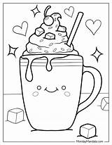 Hot Coloring Cocoa Chocolate Cup Winter Printable Preschool Kids  sketch template