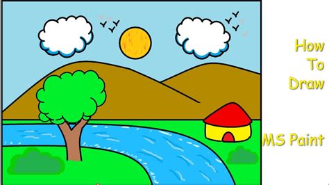 How To Draw a Cartoon Scenery in MS Paint - YouTube