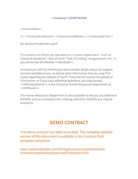 Company Layoff Notice Form - Downloadable Template